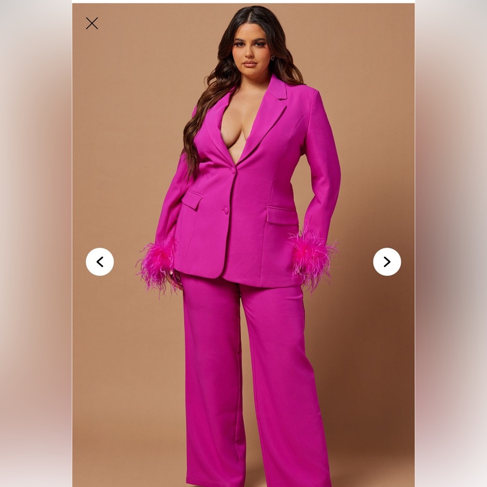 Feathered Blazer Suit